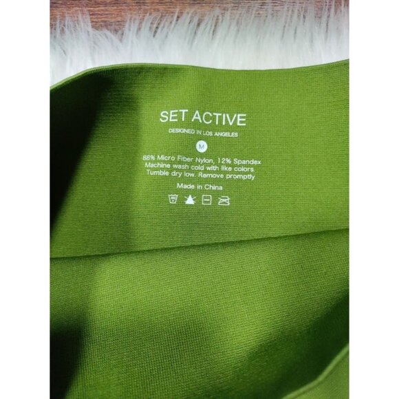 Set Active High Rise Full Length Yoga Legging Pants Green Women's Size Medium - Picture 4 of 4